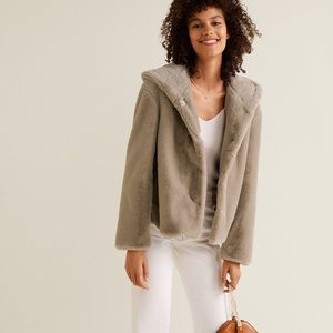 Hooded faux fur coat